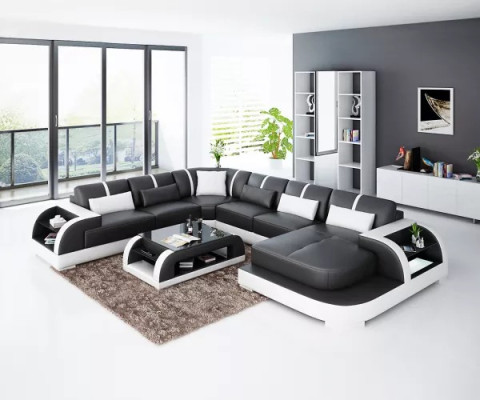 Living room Leather xxl couch sofa landscape modern designer Upholstery