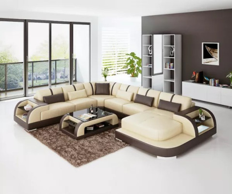 Living room Leather xxl couch sofa landscape modern designer Upholstery