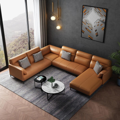 Living room Corner sofa Design Corner sofa Furniture Leather upholstery Couch Sofa