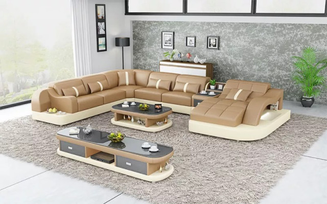 Leather xxl couch sofa Upholstery Living room landscape modern designer