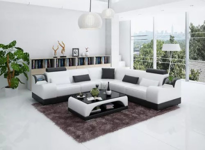 Design Corner sofa Living room Modern Corner sofa Leather upholstery Couch Sofa