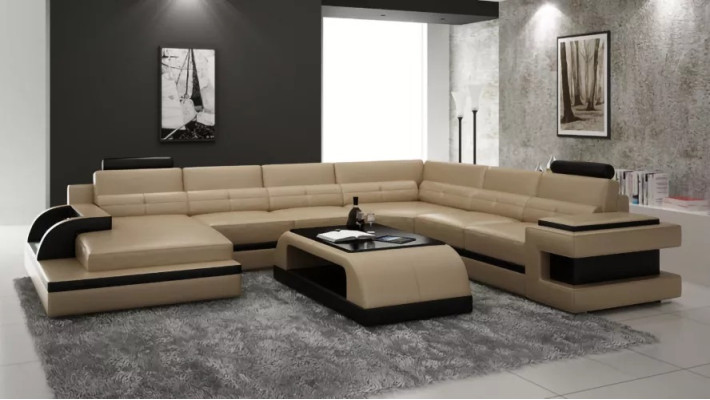 Modern Living room Design Corner sofa Furniture Corner sofa Leather upholstered Couch