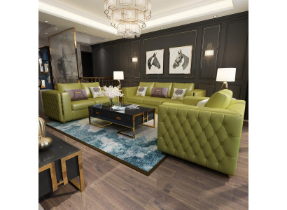 Living landscape Sofa set 3+2+1 Seater Leather Sofa Couch Suite Chesterfield