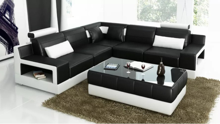 Living room Leather xxl couch landscape sofa modern designer corner cushions