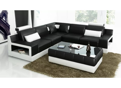 Living room Leather xxl couch landscape sofa modern designer corner cushions