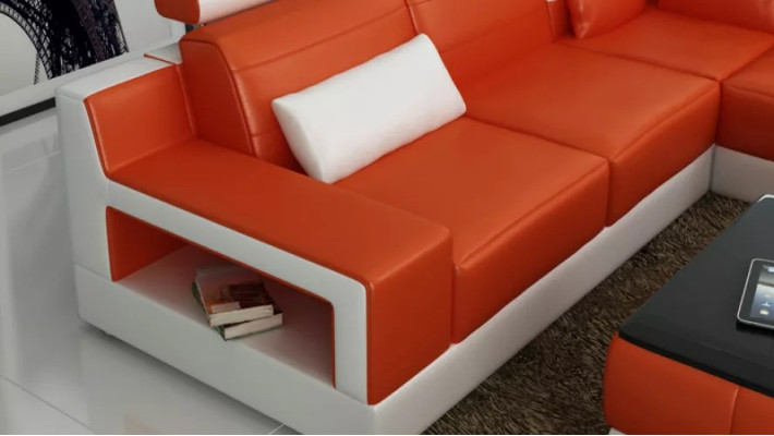 Living room Leather xxl couch landscape sofa modern designer corner cushions