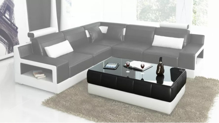 Living room Leather xxl couch landscape sofa modern designer corner cushions