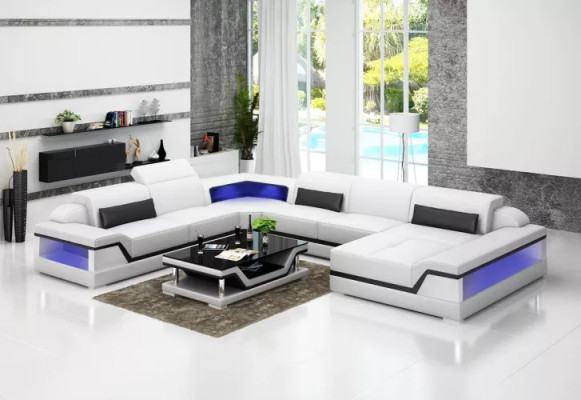 Leather sofa Corner sofa U-shape Modern sofa Living landscape Leather couch