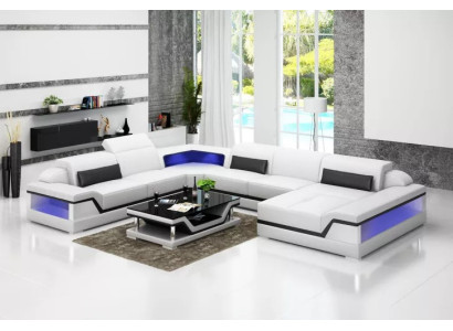 Leather sofa Corner sofa U-shape Modern sofa Living landscape Leather couch