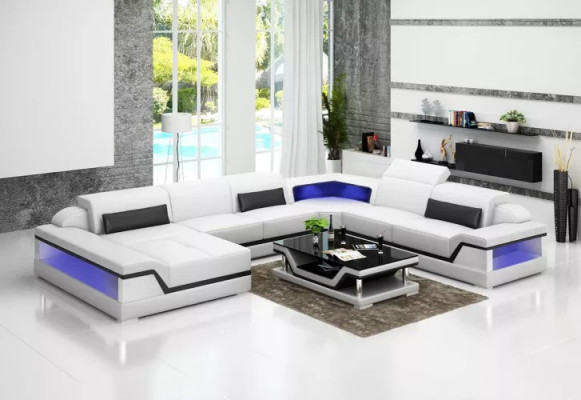 Leather sofa Corner sofa U-shape Modern sofa Living landscape Leather couch