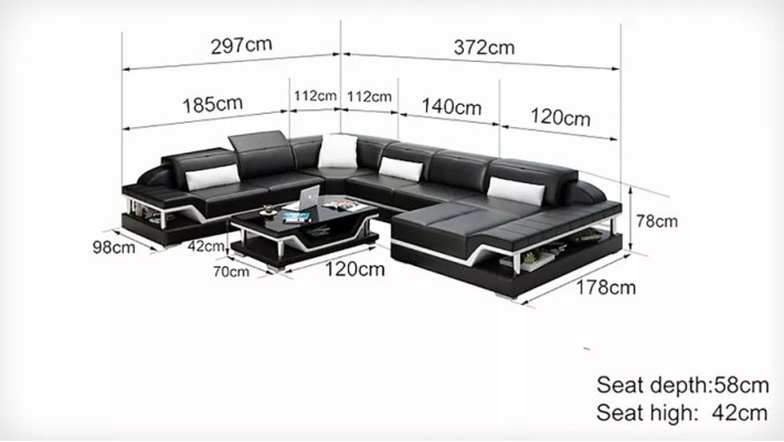 Leather sofa Corner sofa U-shape Modern sofa Living landscape Leather couch
