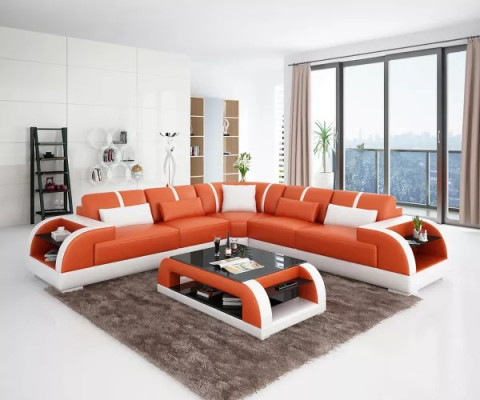 Design Sofa Furniture Corner sofa Corner sofa Living room Leather upholstered couch