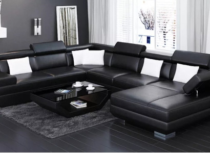 Sofa Living room Leather xxl couch Upholstery landscape modern designer