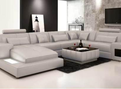 Corner sofa Couch Upholstery Living landscape Sofa 2-piece. Set coffee table corner suite