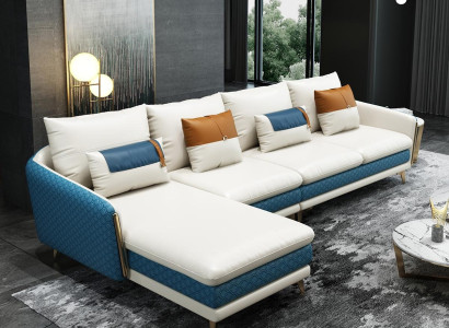 Corner sofa L-shape Modern sofa Leather sofa Decorative Corner sofa Upholstery Living landscape
