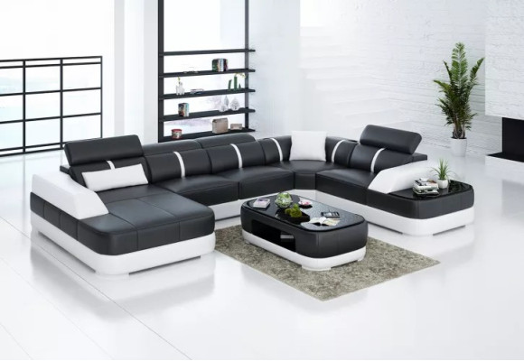 Leather xxl couch sofa living room landscape modern designer corner cushions