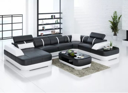 Leather xxl couch sofa living room landscape modern designer corner cushions
