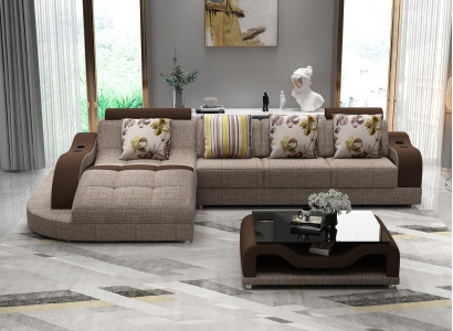 Corner sofa L-shape Sofa Couch Upholstery Living landscape Corner sofa Textile Sofas Fabric new