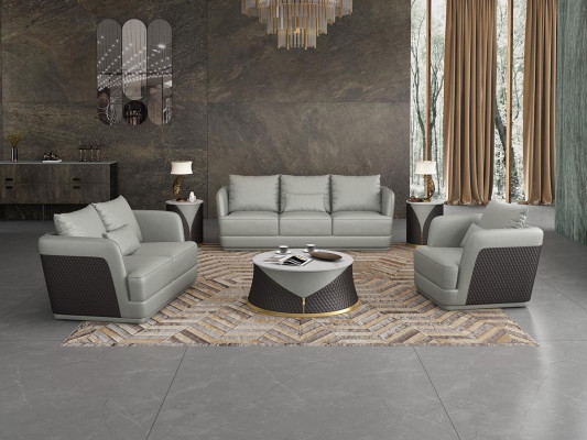 Suite 3+2+1 Seater Coffee table 2xside tables Living landscape Sofa Couch 6 pieces.