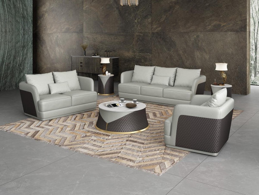 Suite 3+2+1 Seater Coffee table 2xside tables Living landscape Sofa Couch 6 pieces.