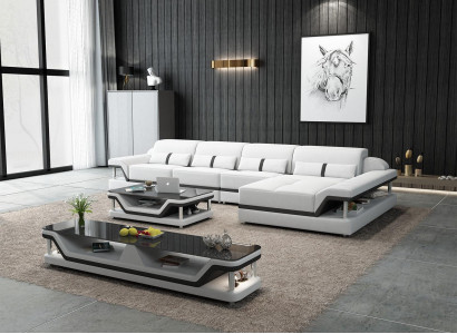 Leather sofa L-shape Couch Living landscape Corner sofa Suite Design Modern Sofa USB