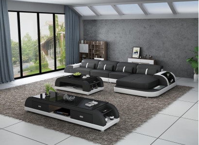 Living landscape Corner sofa L-shape Sofa Couch Design Couch Leather Modern Upholstery new