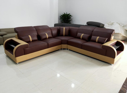 Couch Corner sofa Leather Living landscape Suite Design Modern Sofa L-shape LED USB
