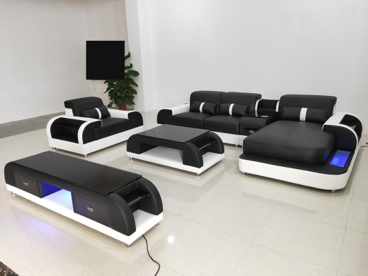 Couch Corner sofa Leather Living landscape Suite Design Modern Sof L-shape Coffee table