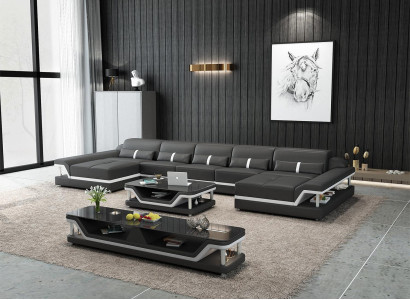 Corner sofa Sofa Couch Sofa Living landscape leather sofa Leather Furniture Living room Suite