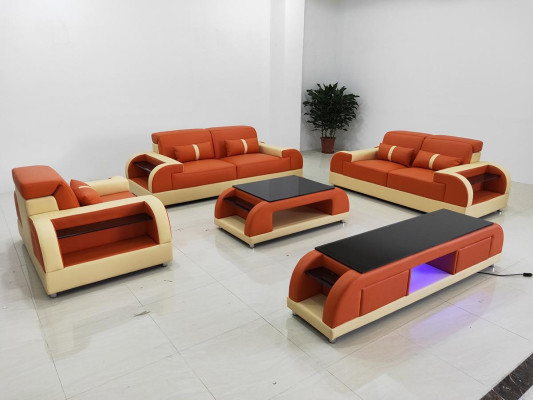 Design Sofa set 3 2 1 Seater Coffee table 4 pcs. Living room Set USB Complete