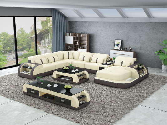 Leather sofa Design Corner suite Corner sofa Luxury Living landscape led sofa couch Upholstery