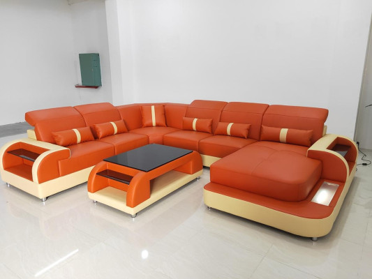 Design Corner suite Leather sofa Corner sofa Luxury Living landscape led sofa couch Upholstery