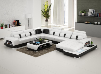 Corner suite leather sofa design luxury living landscape led sofa couch upholstery corner sofa