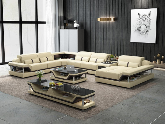 Sofa with USB Designer Living landscape U-shape Couch Corner sofa Upholstery Suite new