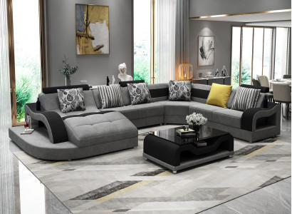 Corner sofa Sofa U-shape Couch Upholstery Designer Textile Big Fabric sofa Living landscape