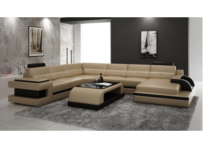 Corner sofa couch sofa led Living landscape Upholstery Suite usb illuminated Suite