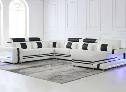 Corner sofa Sofa U-shape Couch Upholstery Designer Leather Big Leather sofa Living landscape