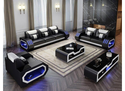Leather sofa Couch Living landscape 321 Seater Suite Design Modern Sofa with USB