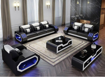 Leather sofa Couch Living landscape 321 Seater Suite Design Modern Sofa with USB
