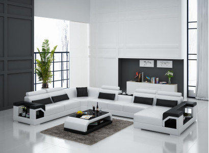 Corner suite leather sofa USB LED Luxury Living landscape sofa couch Upholstery Corner sofa