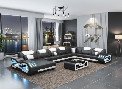 Leather sofa Corner sofa Suite Upholstery U-shape Couch Sofa Design Corner suite Sofas
