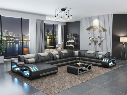 Leather sofa Corner sofa Suite Upholstery U-shape Couch Sofa Design Corner suite Sofas