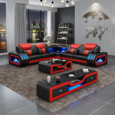 Corner sofa Upholstery Corner sofa L-shape Coffee table Sideboard Leather sofa Living landscape new