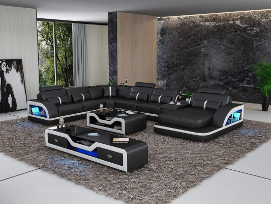 Corner sofa Upholstery Corner sofa U-shape Coffee table Sideboard Leather sofa Living landscape new