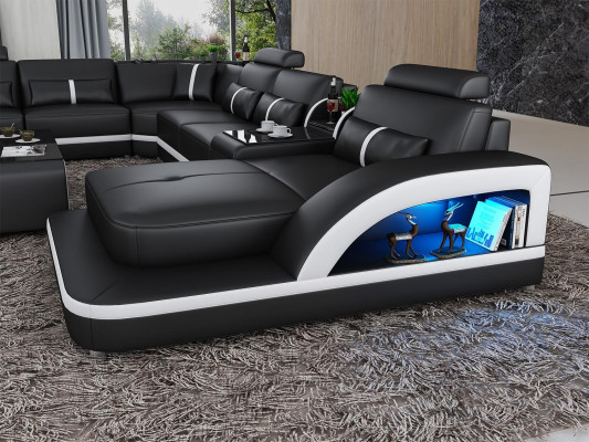 Corner sofa Upholstery Corner sofa U-shape Coffee table Sideboard Leather sofa Living landscape new
