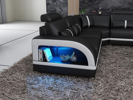 Corner sofa Upholstery Corner sofa U-shape Coffee table Sideboard Leather sofa Living landscape new