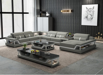 Living landscape U-shape Corner sofa Coffee table Sideboard Design Living landscape 3-piece