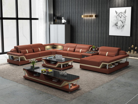 Living landscape U-shape Corner sofa Coffee table Sideboard Design Living landscape 3-piece