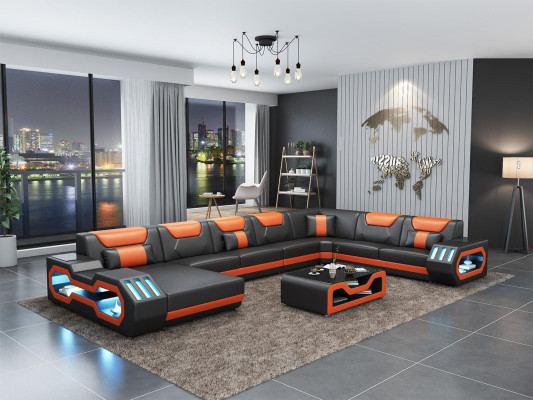Living landscape U-shape Corner sofa Coffee table Sideboard Design Living landscape Big new