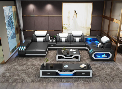 Modern Design Living landscape Sofa Corner sofa Couch Upholstery TV cabinet Coffee table Leather